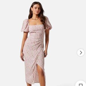 ASTR Floral Pink Puff Sleeve Dress